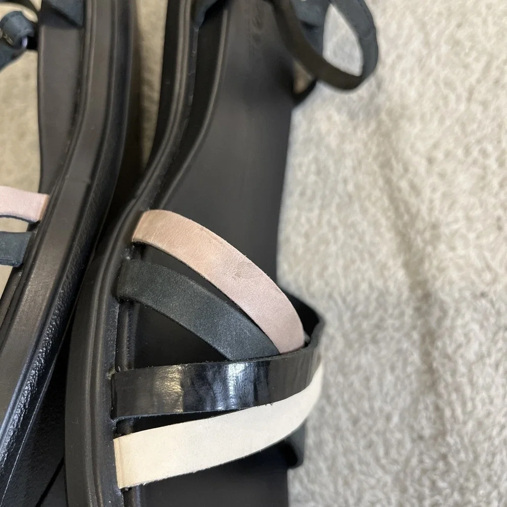 ECCO Simpil Strappy Sandals‎ Womens EU 41 US 10-10.5 Black White Pink Minimalist